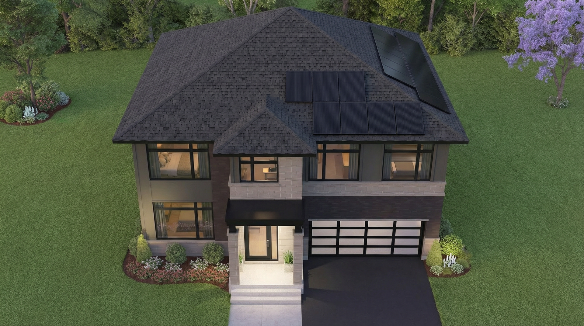 Woodland Net Zero Ready – Birds Eye Solar Panels Net Zero Ready Woodland Solar Panels - Urbandale Construction